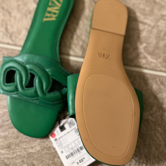 ZARA Green Stitched sandals Size 38 - Picture 5 of 5